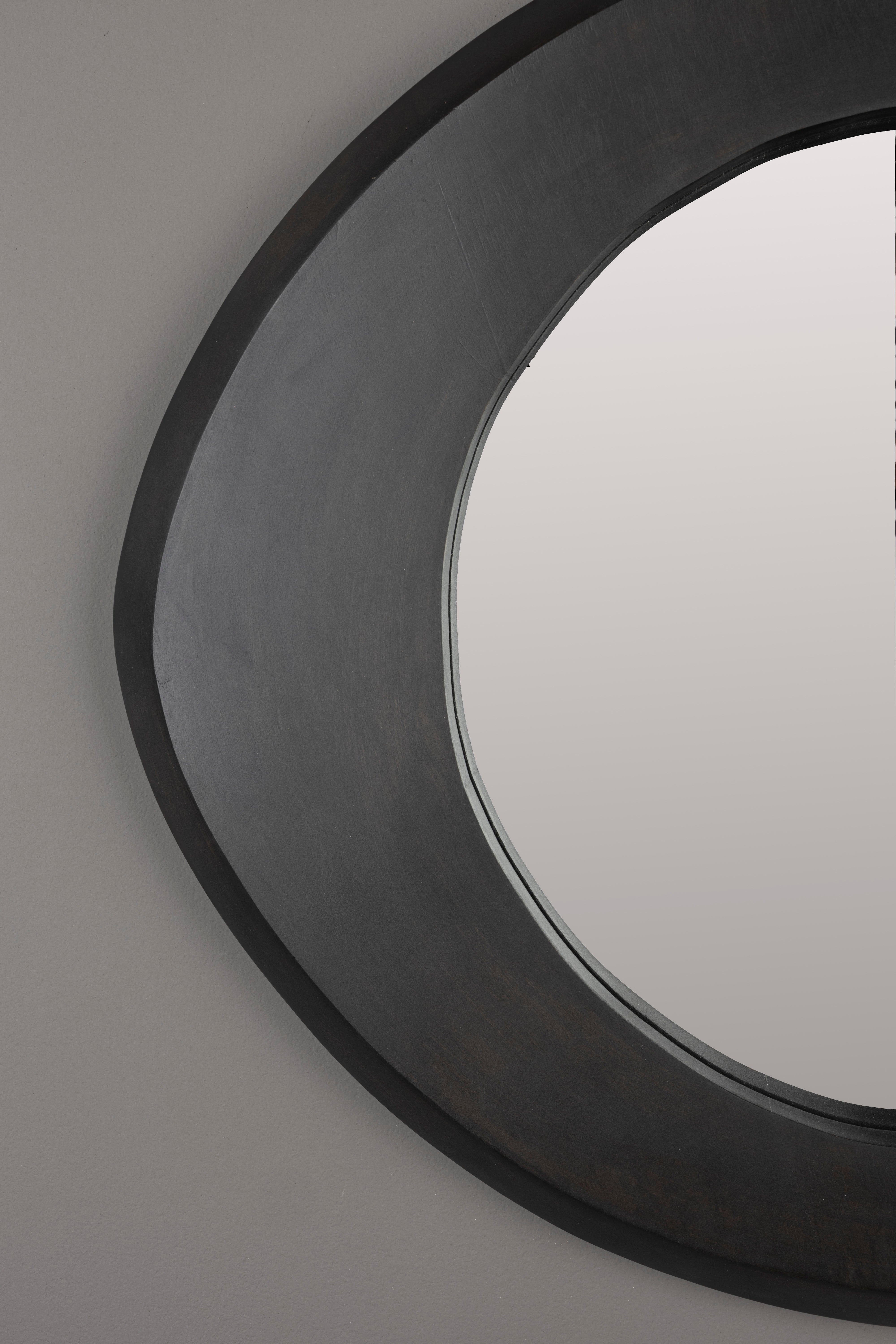 Dutchbone Aren Organic Black Wood Wall Mirror Small
